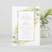 Foil Frame Boho Wildblume Baby Dusche zu Ehren Einladung (Stehend Vorderseite)