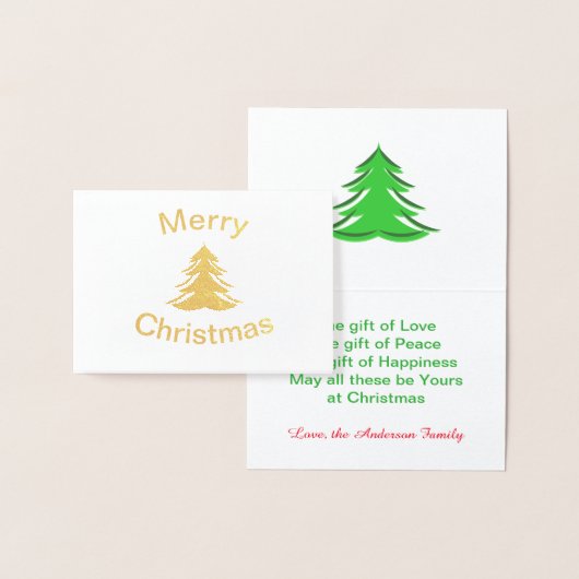 Foil Frohe Weihnachtsbaum-3x5Christmas Faltkarte Folienkarte (Anzeige)