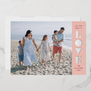 Foil Geo Liebe Valentine's Day Foto Card - Peach Folien Feiertagskarte
