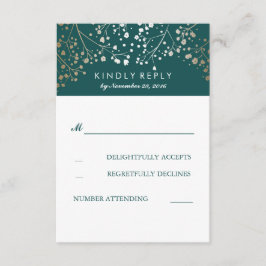 Foil Gipskraut Aquamarin Wedding RSVP Cards Karte
