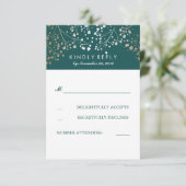 Foil Gipskraut Aquamarin Wedding RSVP Cards Karte (Stehend Vorderseite)