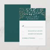 Foil Gipskraut Aquamarin Wedding RSVP Cards Karte (Vorne/Hinten)