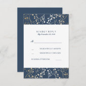 Foil Gipskraut Navy Wedding RSVP Cards (Vorne/Hinten)