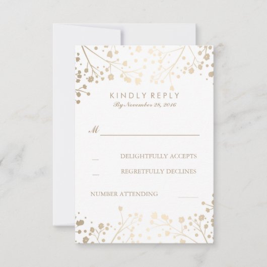 Foil Gipskraut Wedding RSVP Cards Karte (Vorderseite)