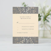 Foil Gipskraut Wedding RSVP Cards Karte (Stehend Vorderseite)