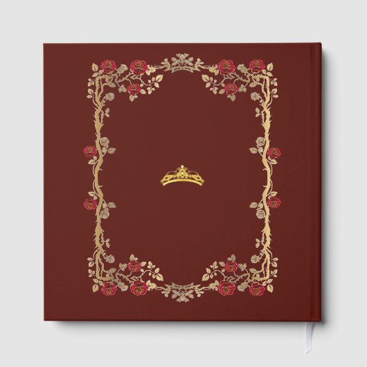 Foil Gold and Red Luxury Quinceanera Gästebuch (Rückseite)