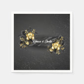 Foil Gold Black Orchids Modern Boho Serviette (Vorderseite)