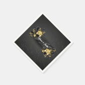 Foil Gold Black Orchids Modern Boho Serviette (Ecke)