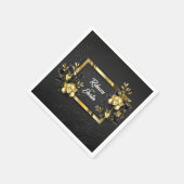 Foil Gold Black Orchids Modern Boho Serviette (Ecke)