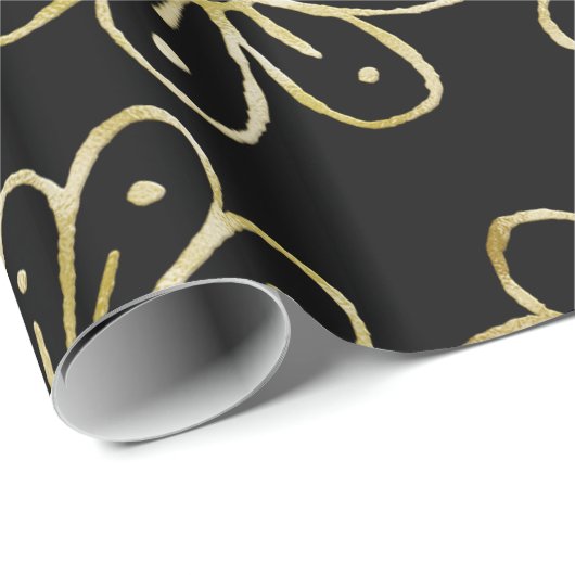 Foil-Gold-Blume Geschenkpapier (Rolleneckpunkt)
