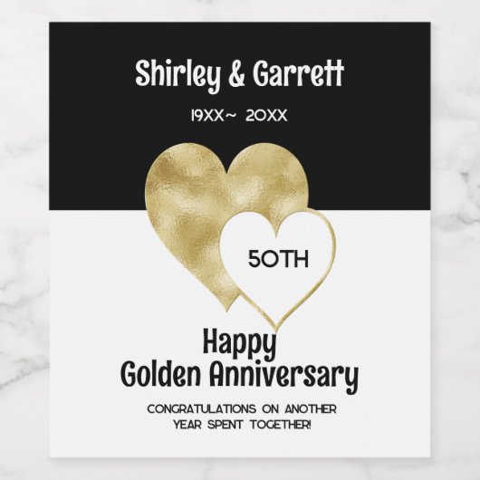 Foil Gold Hearts Weinetikett (Einzelnes Label)