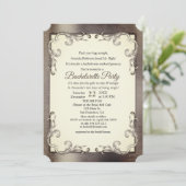 Foil-Gold-Silver-Brass-Junggeselinnen-Abschied Einladung (Stehend Vorderseite)