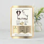 Foil-Gold-Silver-Brass Trendy Wedding Einladung (Stehend Vorderseite)