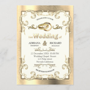 Foil-Gold-Silver Brass Vintage Wedding Einladung
