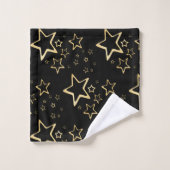 Foil Gold Stars Badetuch Set (Waschlappen)