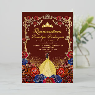 Foil Gold und Red Luxury Quinceanera Folieneinladung