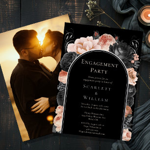 FOIL Gothic Vintag Arch Foto Engagement Party Folieneinladung