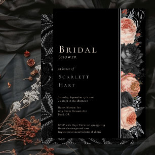 FOIL Gothic Vintag Black Blush Brautparty Folieneinladung