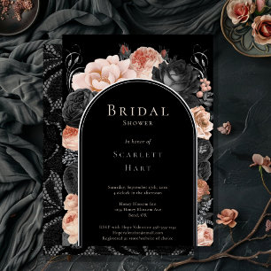 FOIL Gothic Vintage Schwarz Blush Bogen Brautparty Folieneinladung