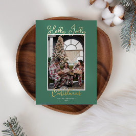 FOIL Green Holly Jolly Christmas Family Foto Folien Feiertagskarte