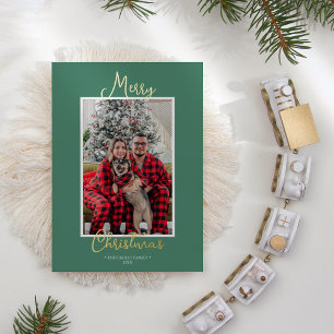 FOIL Green Holly Jolly Frohe Weihnachten Ein Foto Folien Feiertagskarte