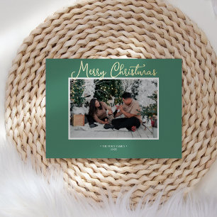 FOIL Green Holly Jolly Merry Christmas News Foto Folien Feiertagskarte