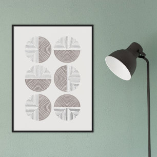 Foil Grey Circle Geometric Art Print Poster