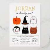 Foil Halloween Friends Modern Boy Birthday Party Folieneinladung (Vorderseite)