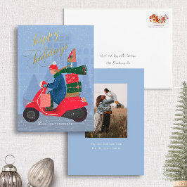 Foil Happy Holidays Scooter Non-Foto Holiday Card Folien Feiertagskarte