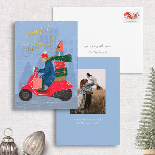 Foil Happy Holidays Scooter Non-Foto Holiday Card Folien Feiertagskarte