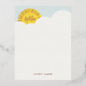 Foil Hello Sunshine Kid's Stationery Note Card Folie Einladungspostkarte (Vorderseite)