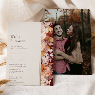 FOIL Herbst Burgund Modern Foto Wir sind verlobt Folieneinladung