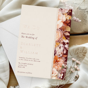 FOIL Herbst Floral Burgund Modern Wir Machen Hochz Folieneinladung