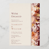 FOIL Herbst floral Burgund Moderne Wir sind Verlob Folieneinladung (Vorderseite)