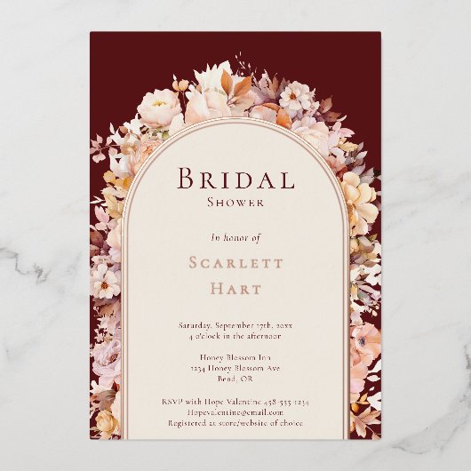 FOIL Herbstgrasbeere Brautparty Folieneinladung (Vorderseite)