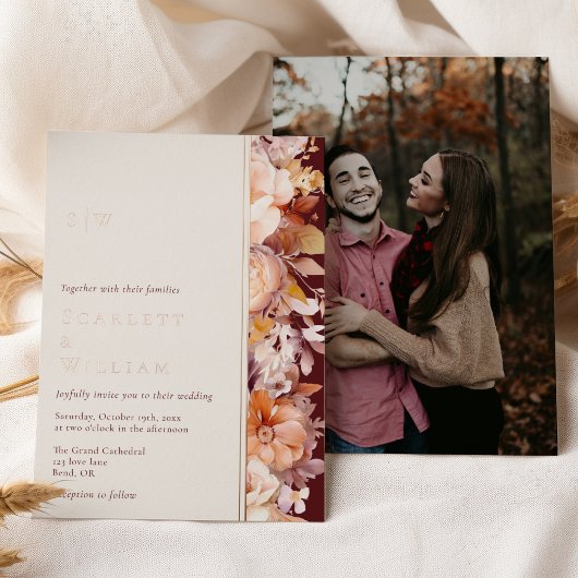 FOIL Herbstgrundel-Foto-Hochzeit Folieneinladung