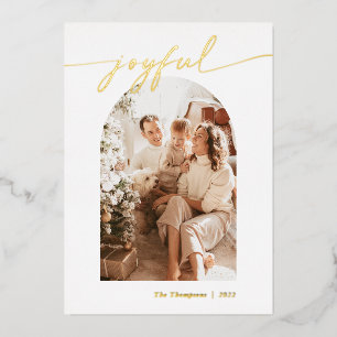 Foil Holiday Card, Joyful Foto Christmas Card Folien Feiertagskarte