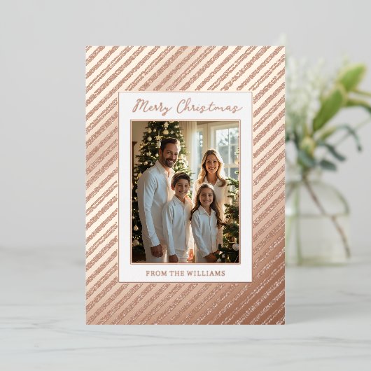 Foil Holiday Editable Weihnachtskarten Vorlage (Stehend vorne)