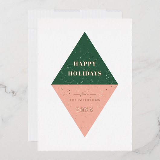 Foil Holiday Geometric Christmas Card - Green Folieneinladung (Briefumschlag)