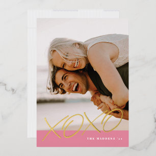 Foil Inked XOXO Valentine's Day Card - Pink Folien Feiertagskarte