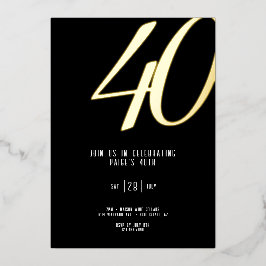Foil Invitation 40. Geburtstag individuell anpassb Folieneinladung