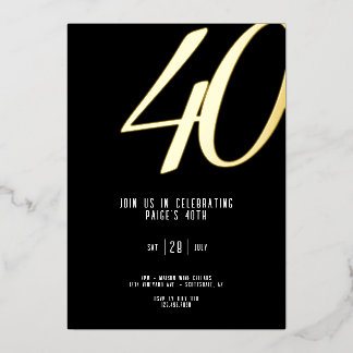 Foil Invitation 40. Geburtstag individuell anpassb Folieneinladung