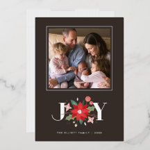 Foil Joy Blüh Holiday Foto Card - Braun