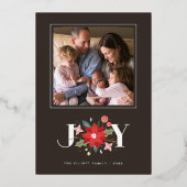 Foil Joy Blüh Holiday Foto Card - Braun Folieneinladung (Vorderseite)