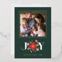 Foil Joy Blüh Holiday Foto Card - Green