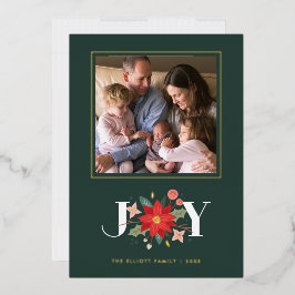Foil Joy Blüh Holiday Foto Card - Green Folieneinladung