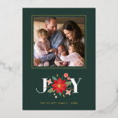 Foil Joy Blüh Holiday Foto Card - Green Folieneinladung (Vorderseite)