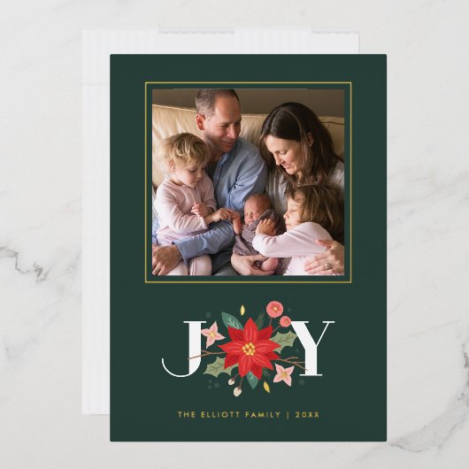 Foil Joy Blüh Holiday Foto Card - Green Folieneinladung (Briefumschlag)