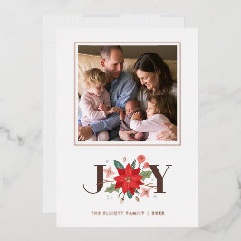Foil Joy Blüh Holiday Foto Card - White Folieneinladung