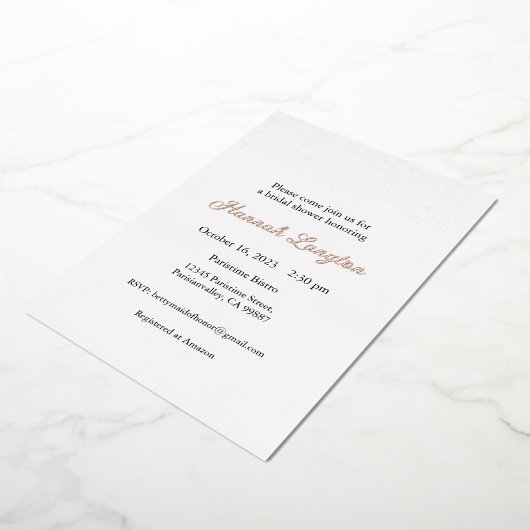 Foil Lace Bridal Dusche Einladung, Gold, Rosegold Folieneinladung (Gedreht)